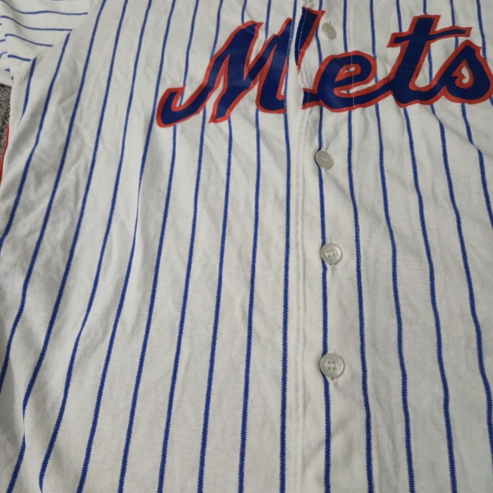 Vintage 80s New York Mets Rawlings Pinstripe MLB Button Jersey Blank Size L USA - Picture 4 of 8